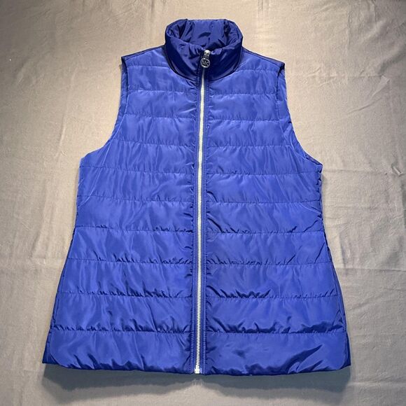 Michael Michael Kors Vest Womens Small Blue Puffer Quilted Zip Sleeveless - Picture 1 of 9